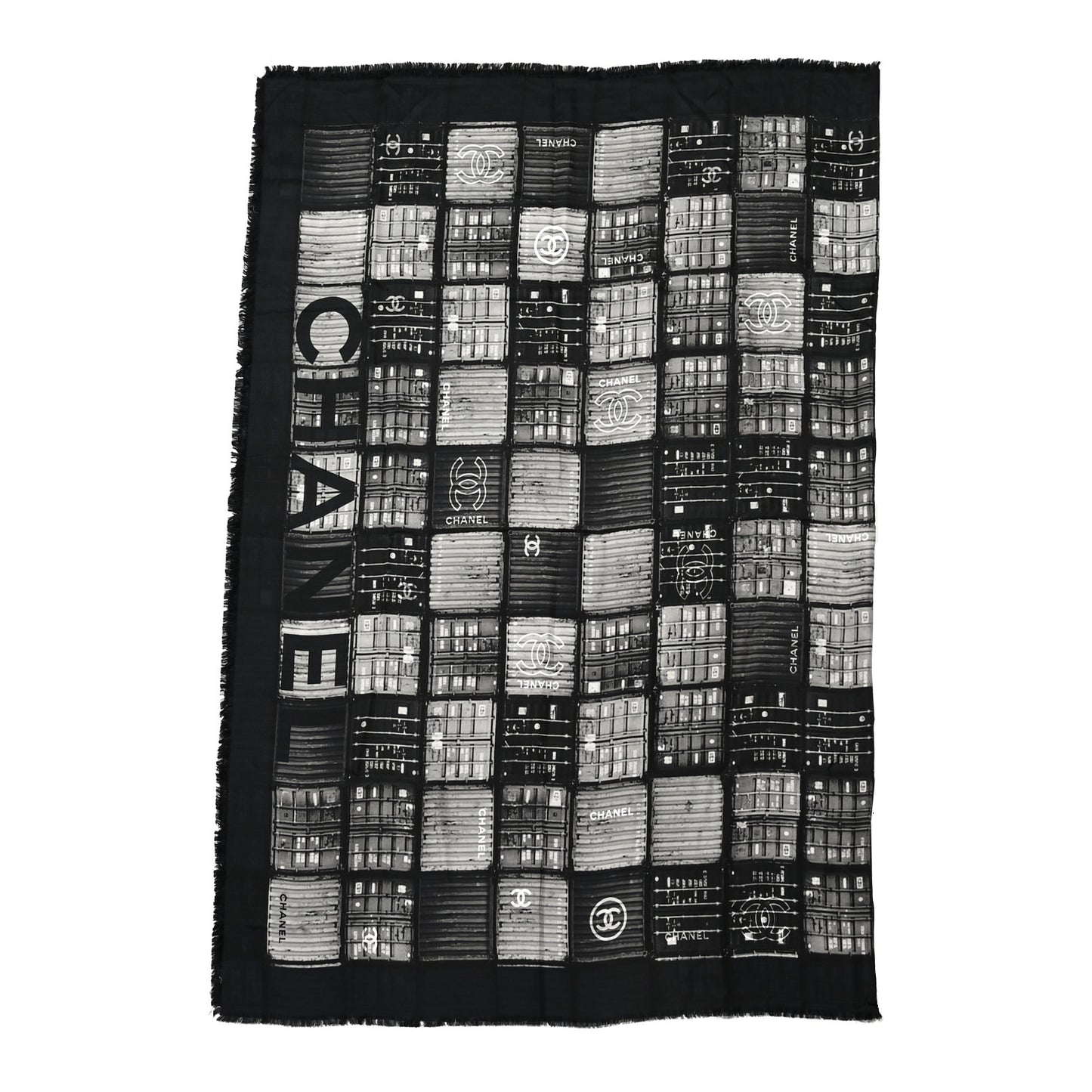 Silk Shipping Container CC Square Scarf Black Grey