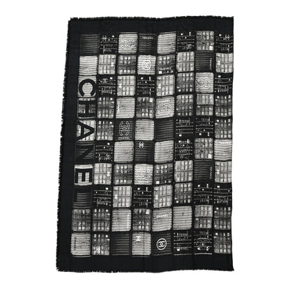Chanel Silk Shipping Container CC Square Scarf Black Grey 3 of 7