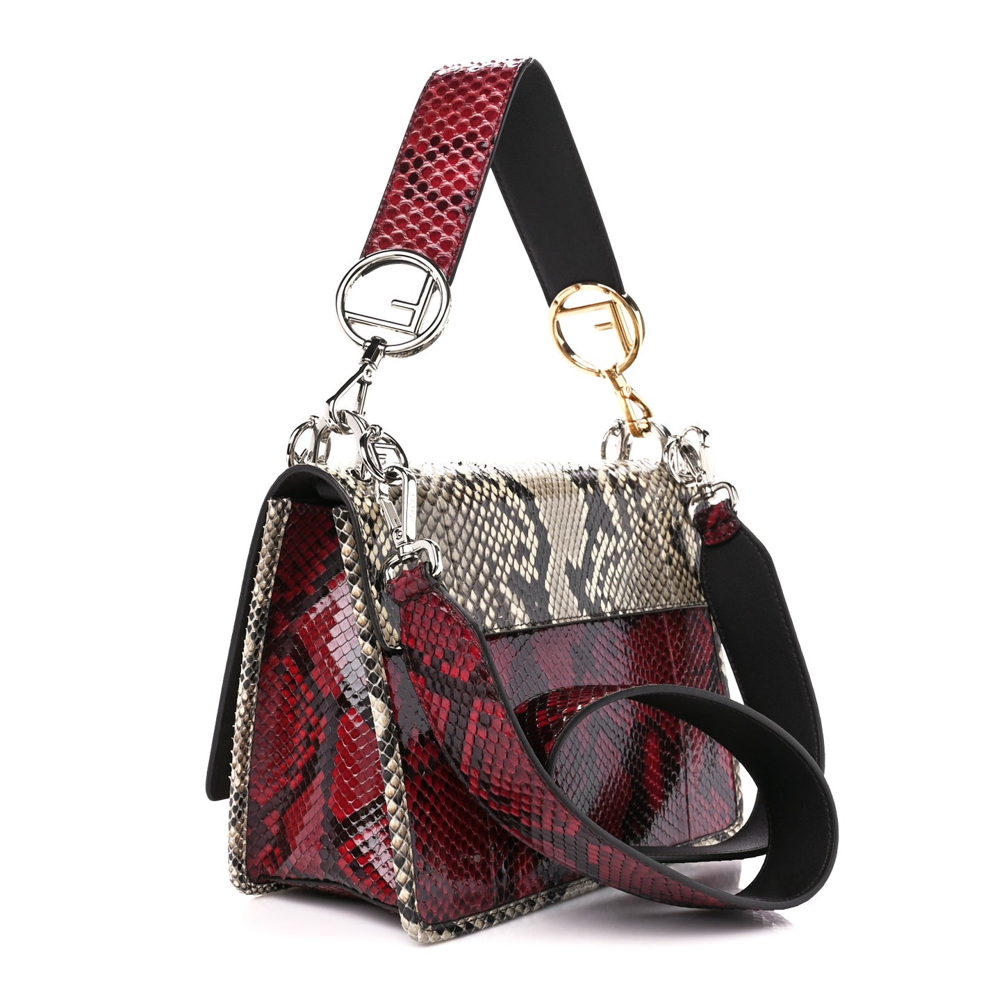 Snakeskin F is Fendi Kan I Shoulder Bag Roccia Red