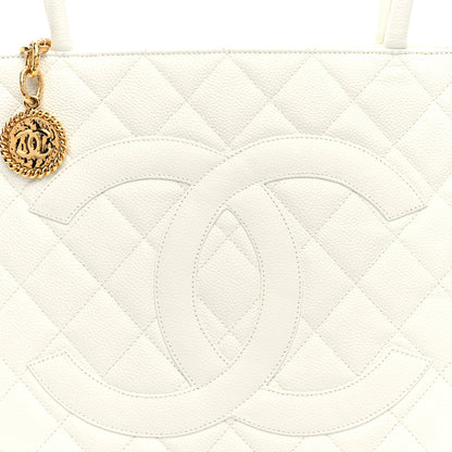 Chanel Caviar Quilted Medallion Tote White 8 of 11