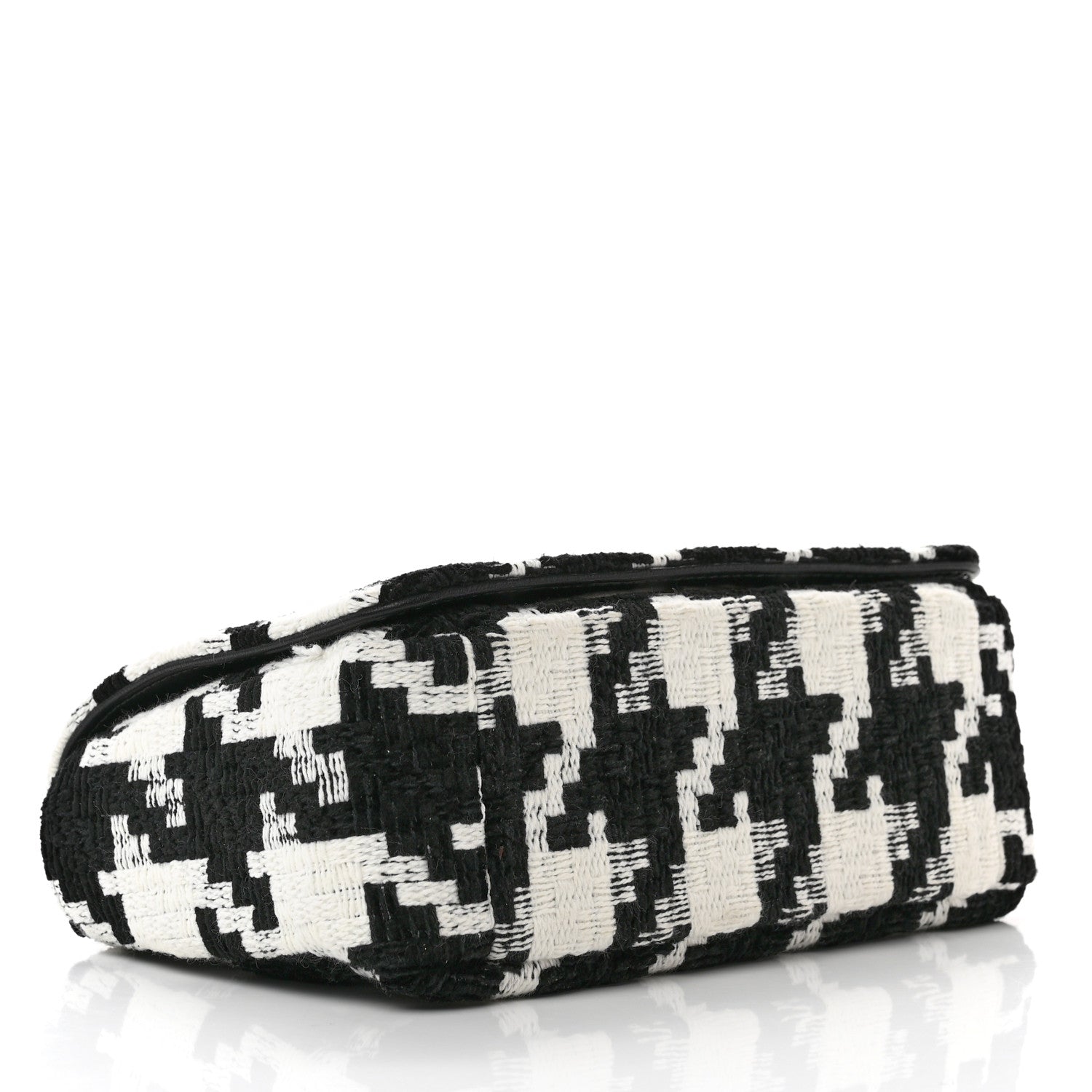 Christian Dior Tweed Macro Houndstooth Small Caro Bag Black White 3 of 8