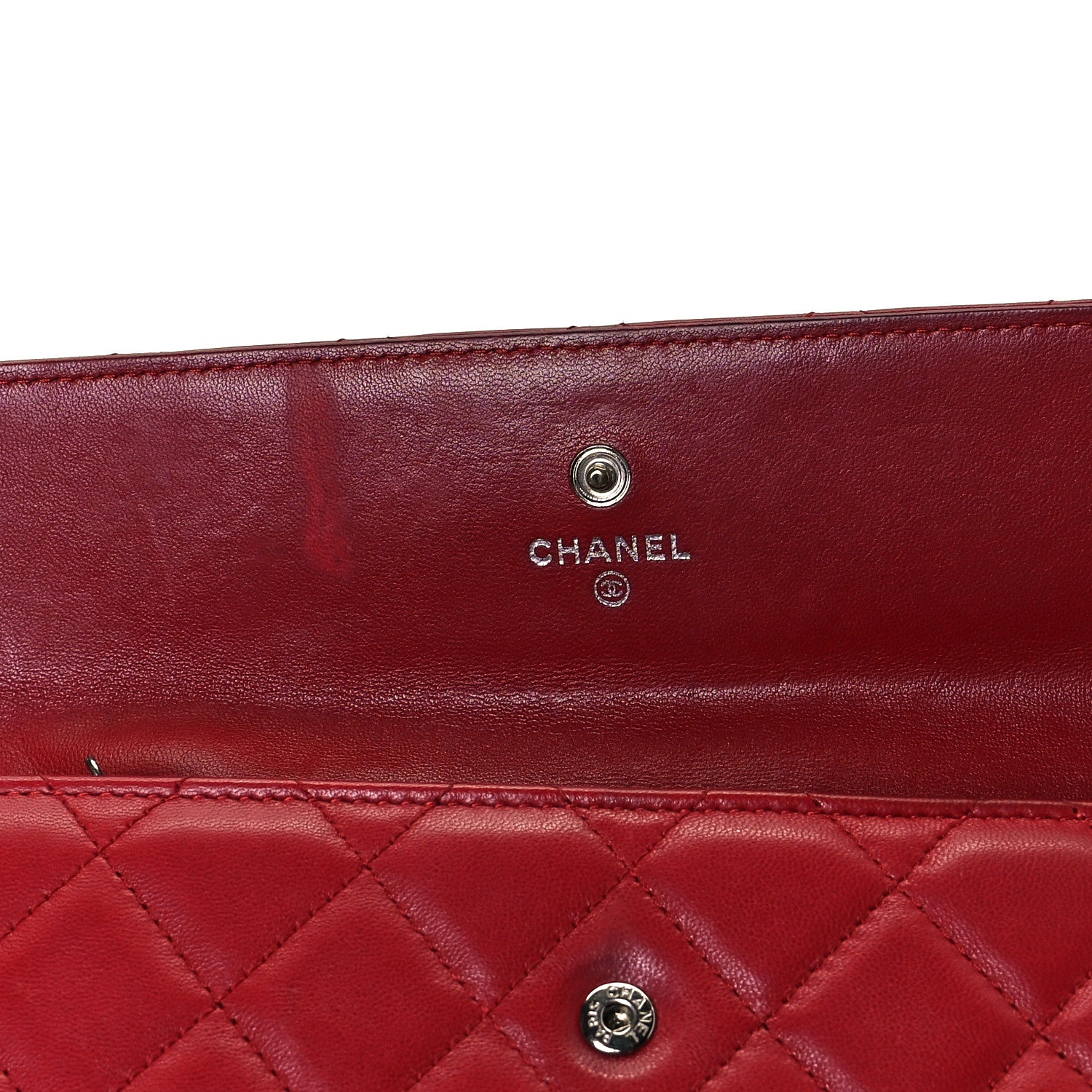 Chanel Lambskin Quilted Large Gusset Flap Wallet Red 7 of 9