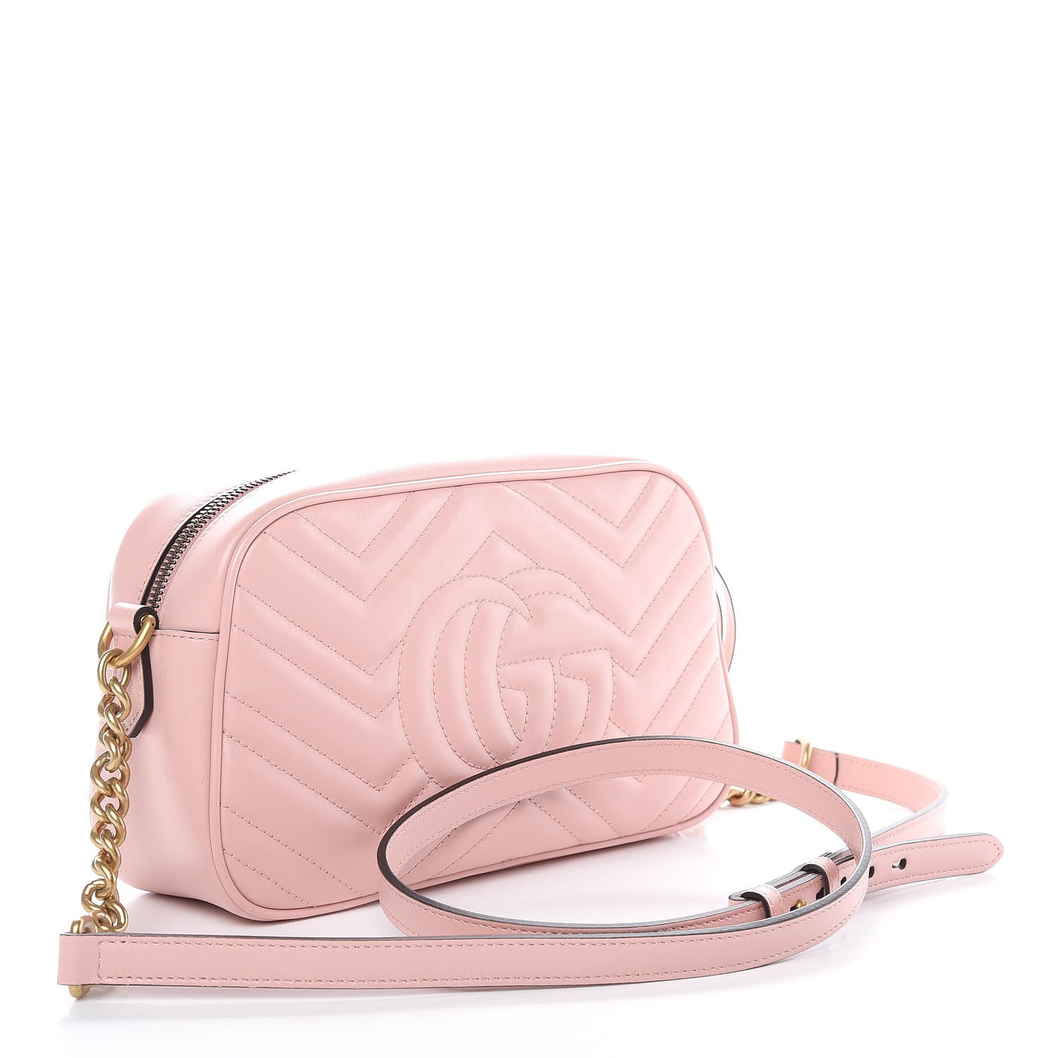 Gucci Calfskin Matelasse Small GG Marmont Chain Shoulder Bag Perfect Pink 3 of 9