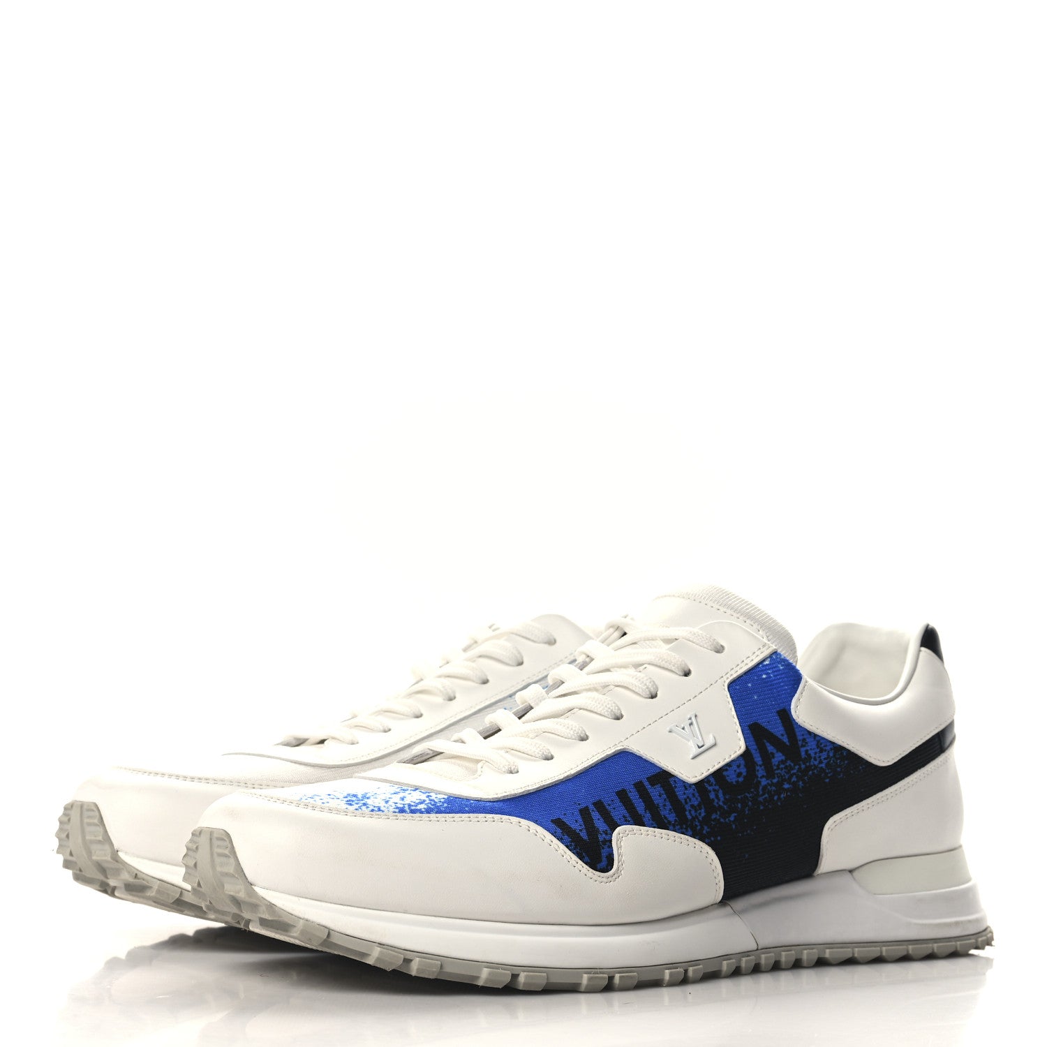 Louis Vuitton Calfskin Mens Run Away Sneakers 10 White Blue 4 of 8