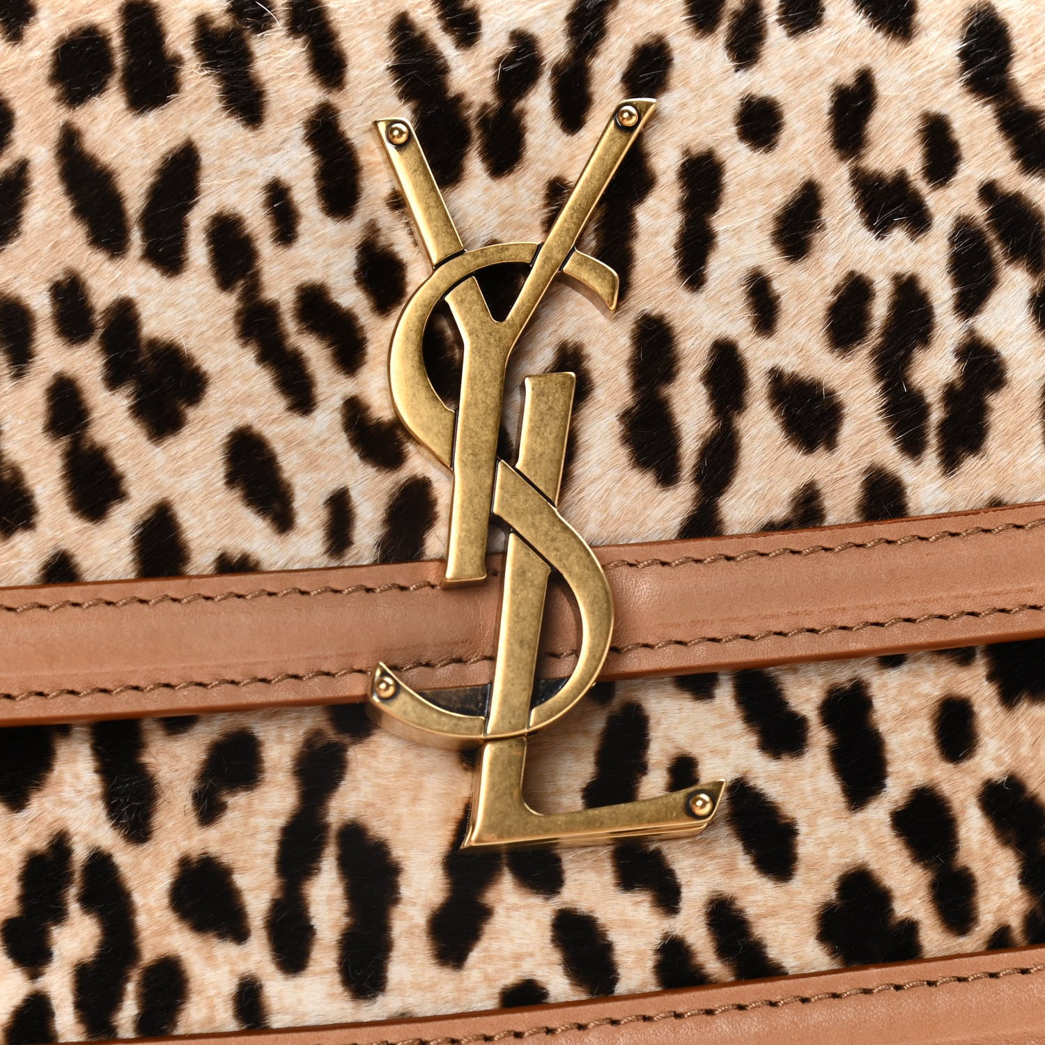 Saint Laurent Calfskin Hair Leopard Print Small Solferino Satchel Dust White 8 of 18