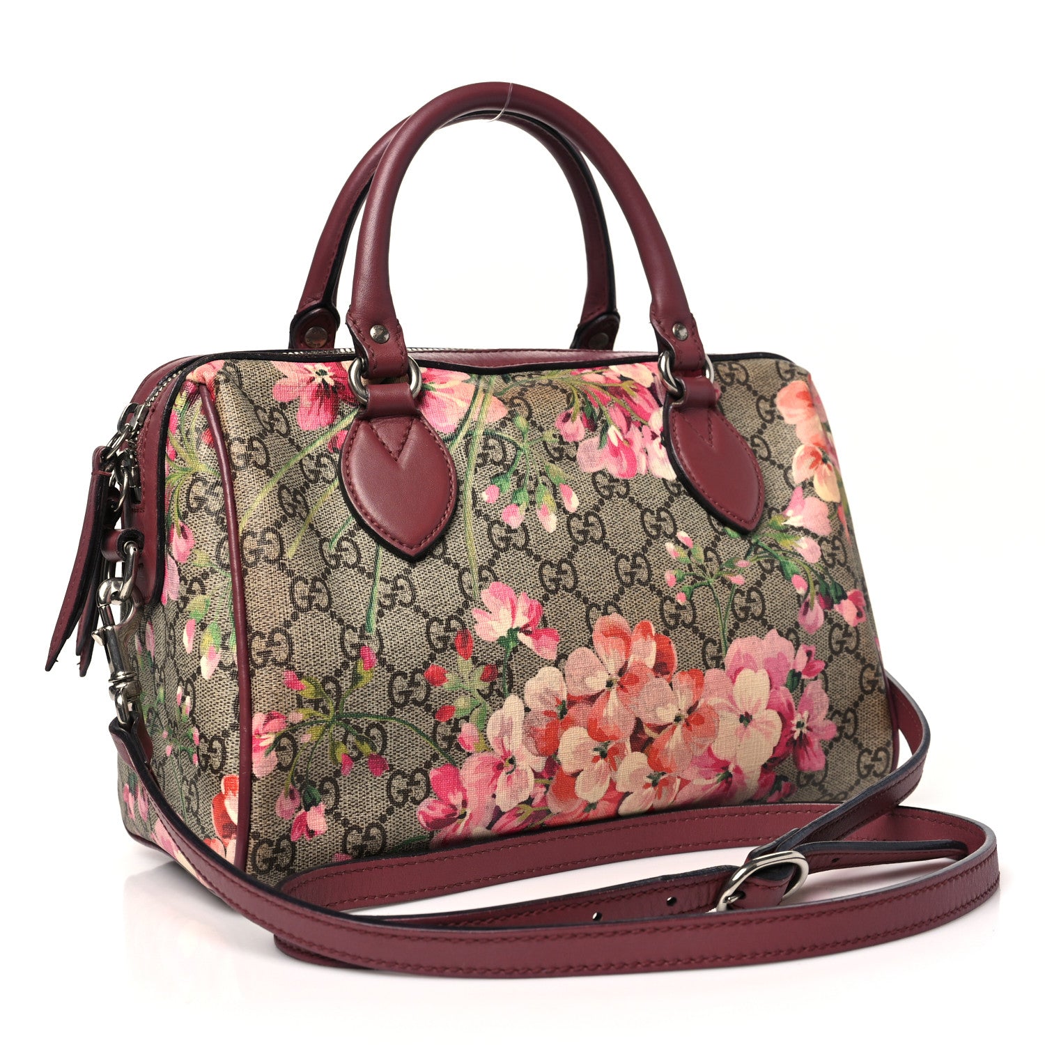 Gucci GG Supreme Monogram Blooms Small Boston Beige Multicolor Dry Rose 3 of 13