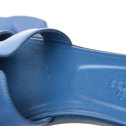 Hermes Calfskin Oran Sandals 37 Bleu De Chine 9 of 11