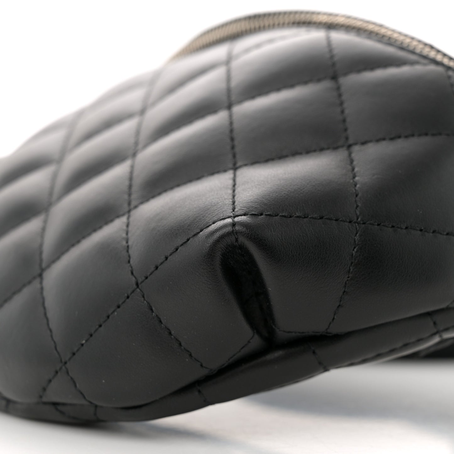 Lambskin Quilted Waist Belt Bag Black