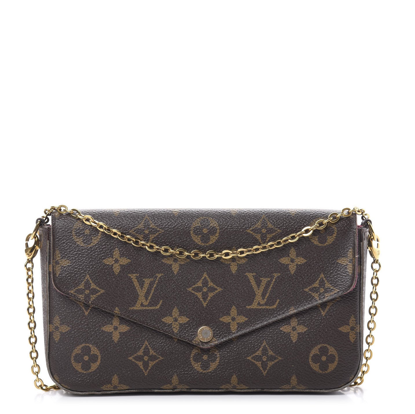 Louis Vuitton Monogram Pochette Felicie Chain Wallet Fuchsia 1 of 24