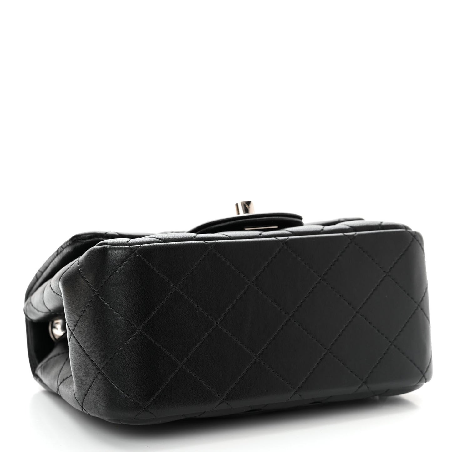 Lambskin Quilted Mini Square Flap Black