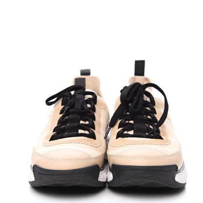 Chanel Fabric Calfskin Suede CC Sneakers 37 Beige 2 of 8