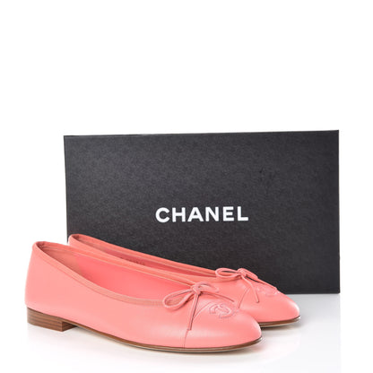 Chanel Goatskin Cap Toe CC Ballerina Flats 38 Pink 12 of 12