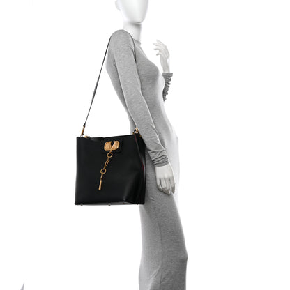 Valentino Garavani Grainy Calfskin VLogo Escape Hobo Bag Black 2 of 13