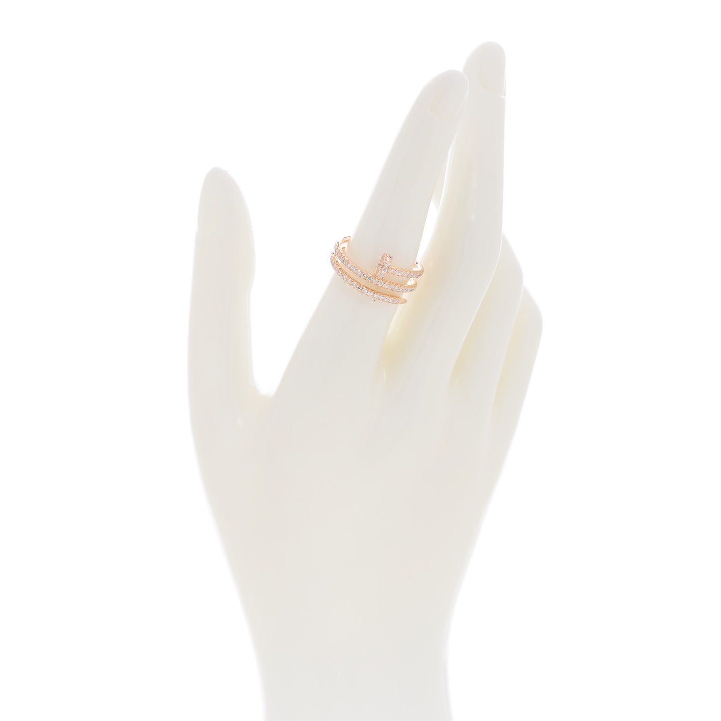 18K Pink Gold Diamond Double Juste Un Clou Paved Ring 54 7