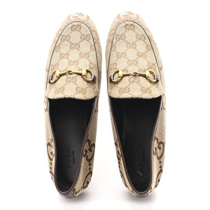 Gucci Monogram Jumbo GG Malaga Kid Horsebit Womens Jordaan Loafers 40.5 Camel Ebony New Acero Beige 2 of 10