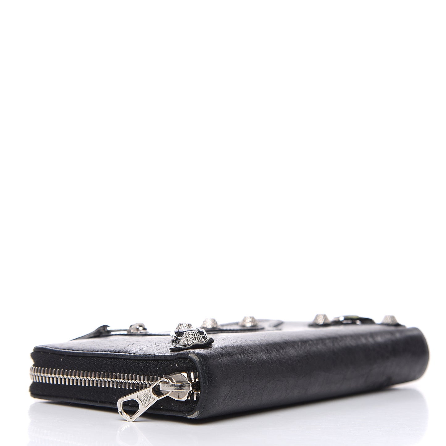 Agneau Giant 12 Silver Hardware Continental Zip Around Wallet Black