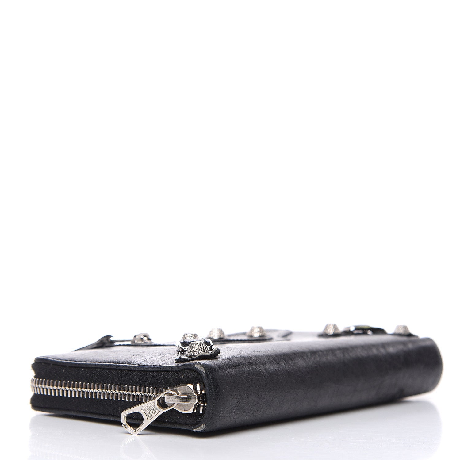 Balenciaga Agneau Giant 12 Silver Hardware Continental Zip Around Wallet Black 4 of 13