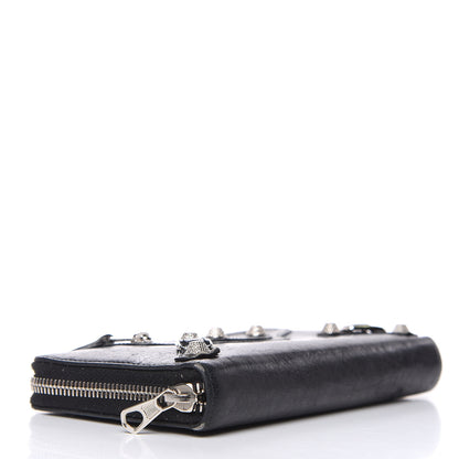 Balenciaga Agneau Giant 12 Silver Hardware Continental Zip Around Wallet Black 4 of 13