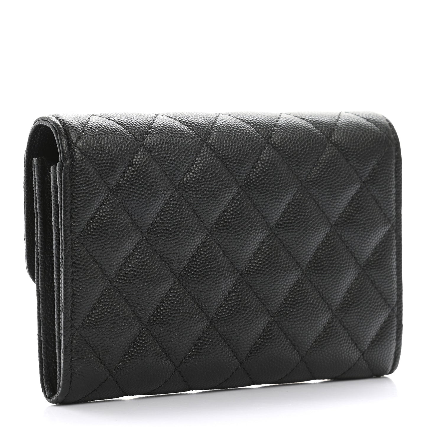 Caviar Quilted Medium Flap Wallet Black