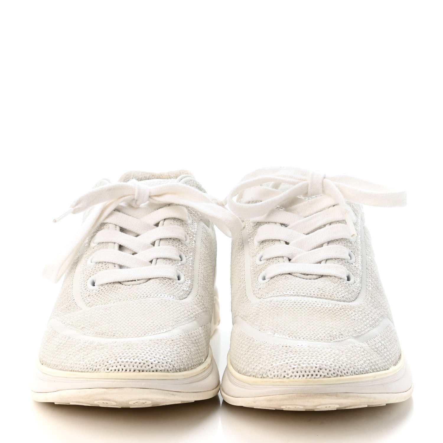Chanel Sequin CC Sneakers 38 White 2 of 4