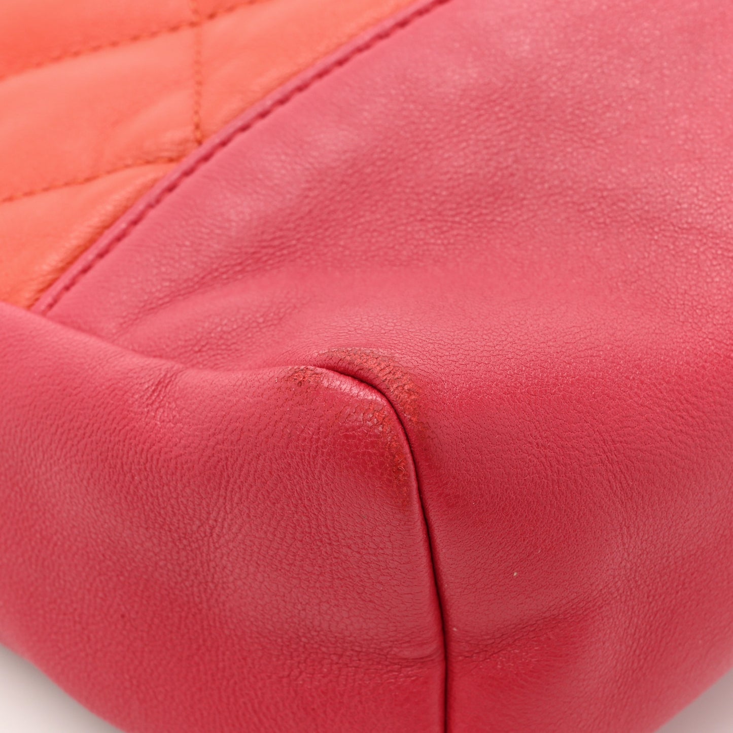 Lambskin Quilted Large 31 Shopping Bag Orange Red