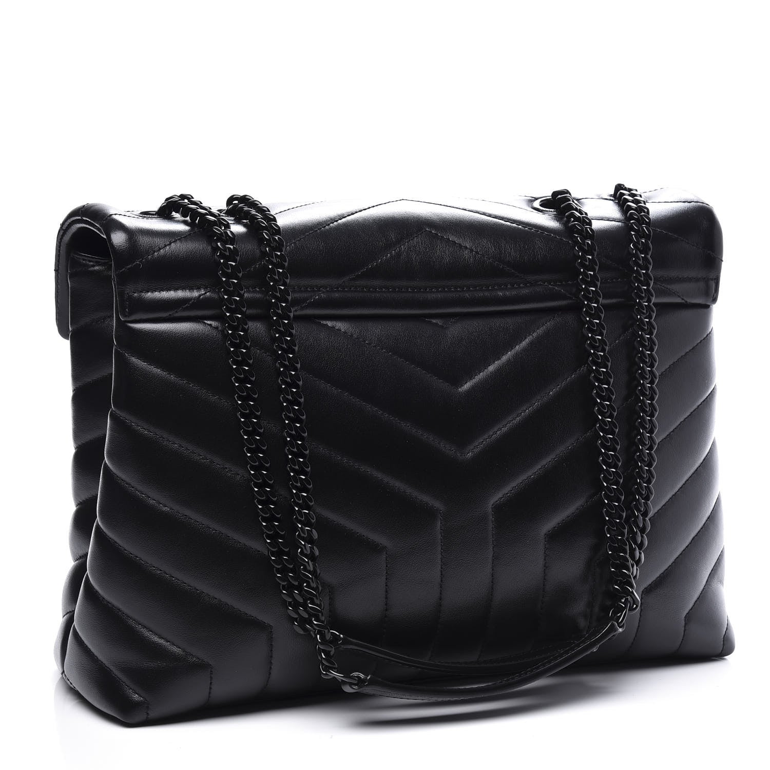Saint Laurent Calfskin Y Quilted Monogram Medium Loulou Chain Satchel Black 2 of 10