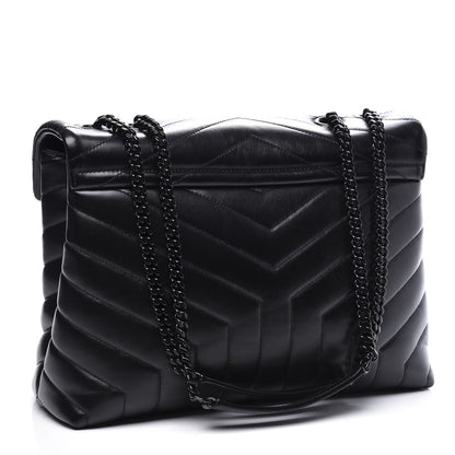 Saint Laurent Calfskin Y Quilted Monogram Medium Loulou Chain Satchel Black 2 of 10