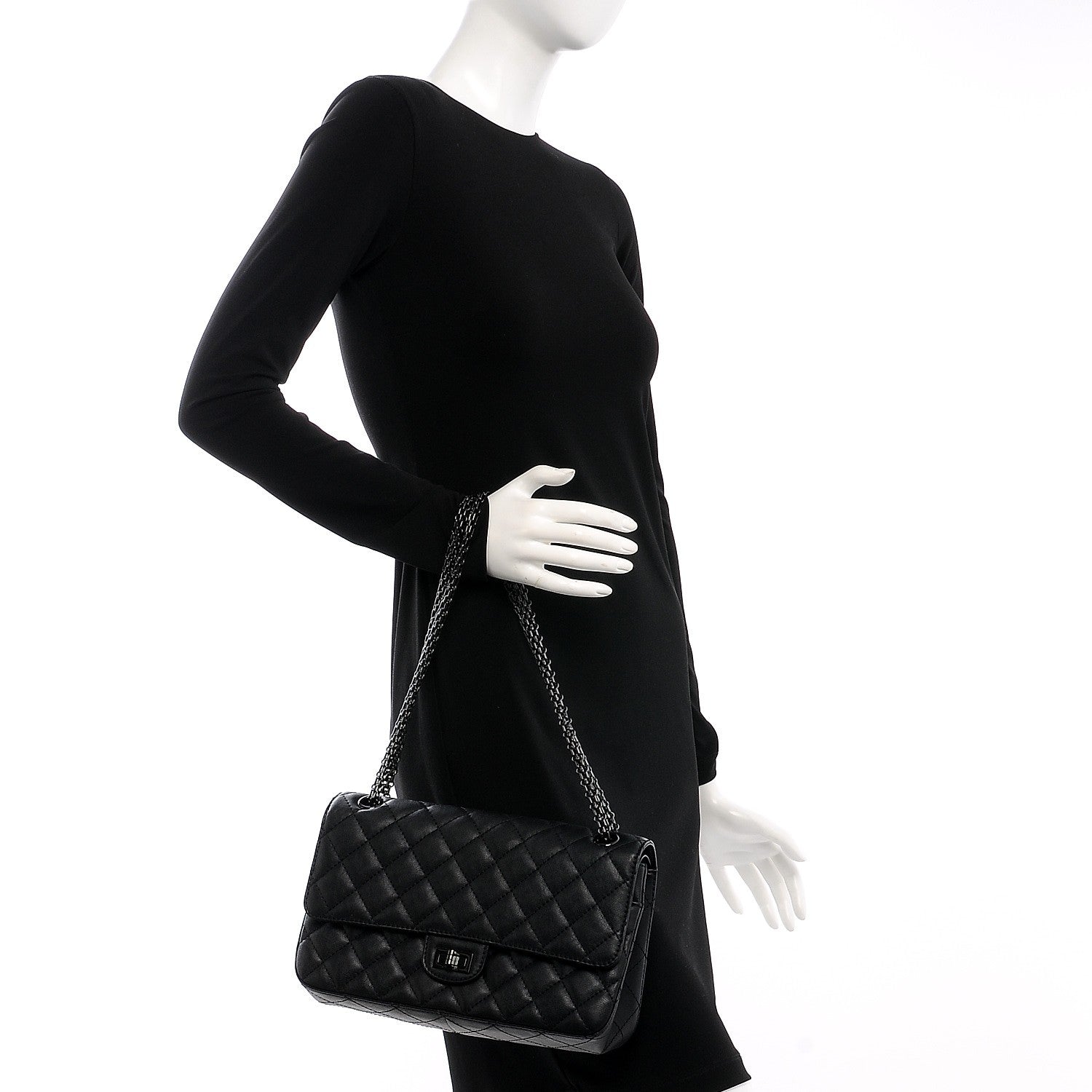 Chanel Crumpled Calfskin Quilted 2.55 Reissue 226 Flap So Black 2 of 7
