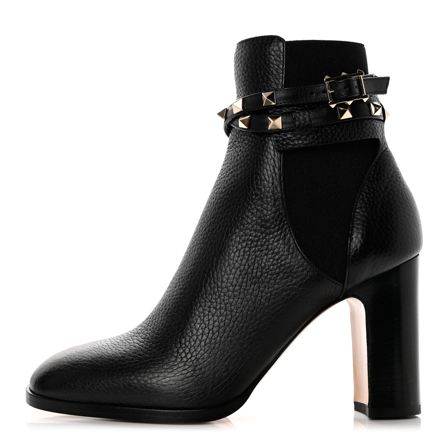 Valentino Garavani Grainy Calfskin Rockstud Chelsea 90mm Ankle Boots 38 Black 1 of 8