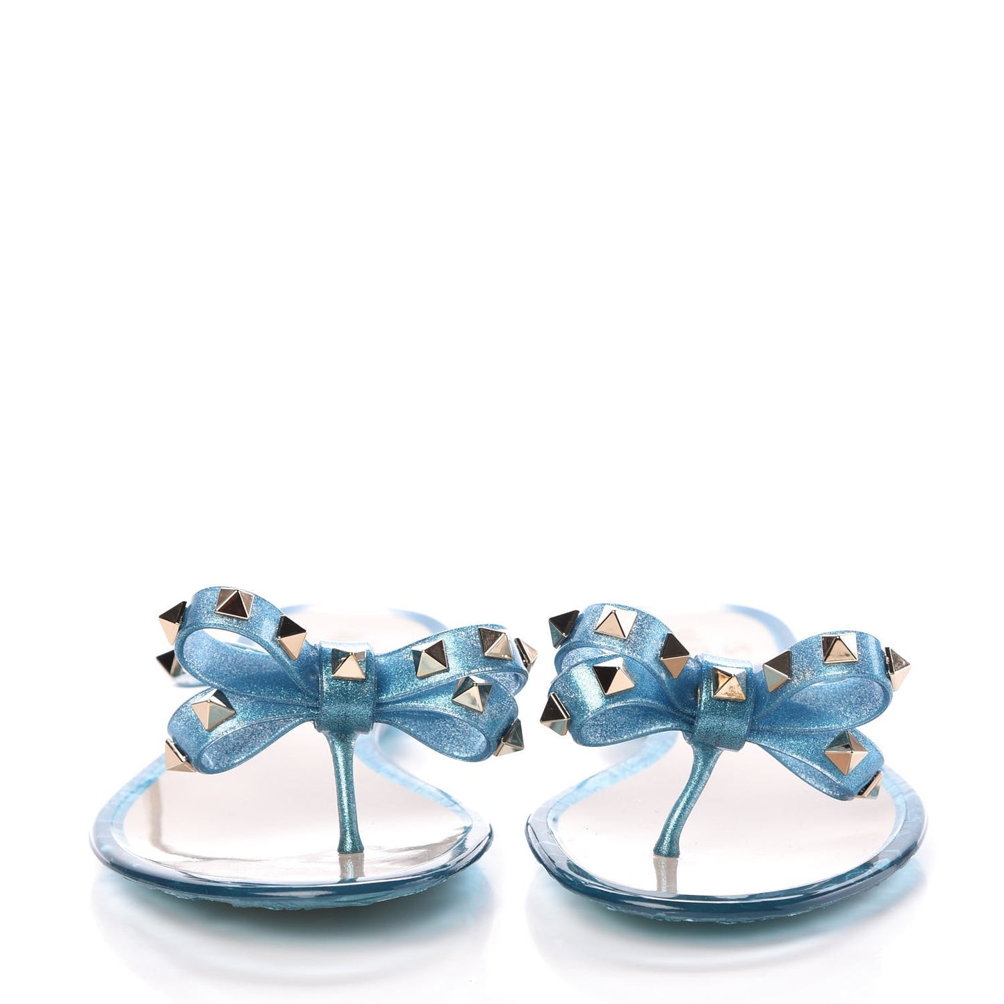 Valentino Garavani PVC Jelly Glitter Rockstud Bow Thong Sandals 39