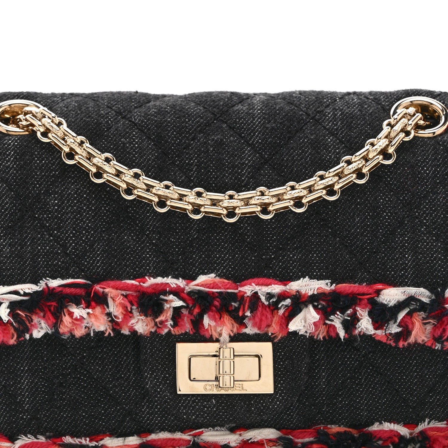 Chanel Denim Tweed 2.55 Reissue 224 Flap  Black 8 of 10