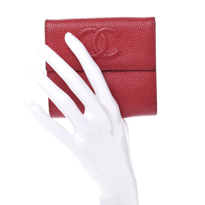 Chanel Caviar Timeless CC Compact French Wallet Red 2 of 15