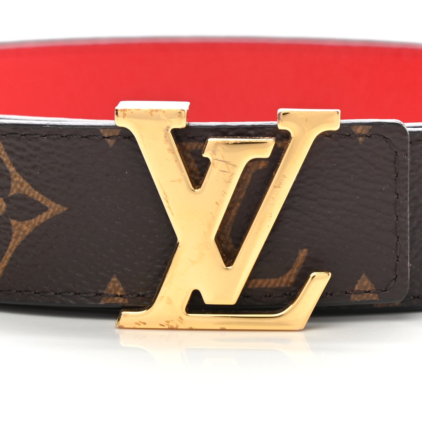 Monogram 30mm LV Initiales Reversible Belt 85 34 Coquelicot
