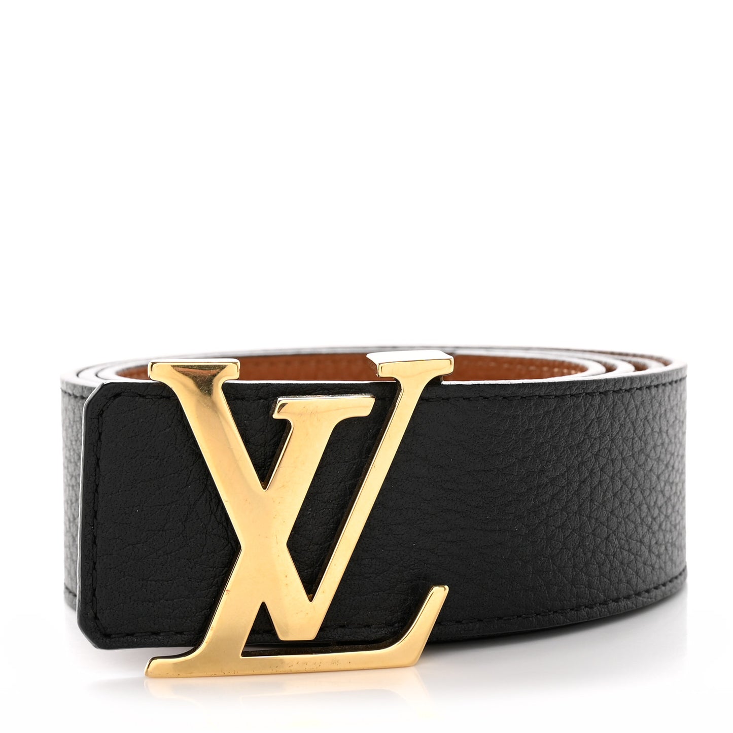 Taurillon Calfskin 30mm LV Initiales Reversible Belt Black