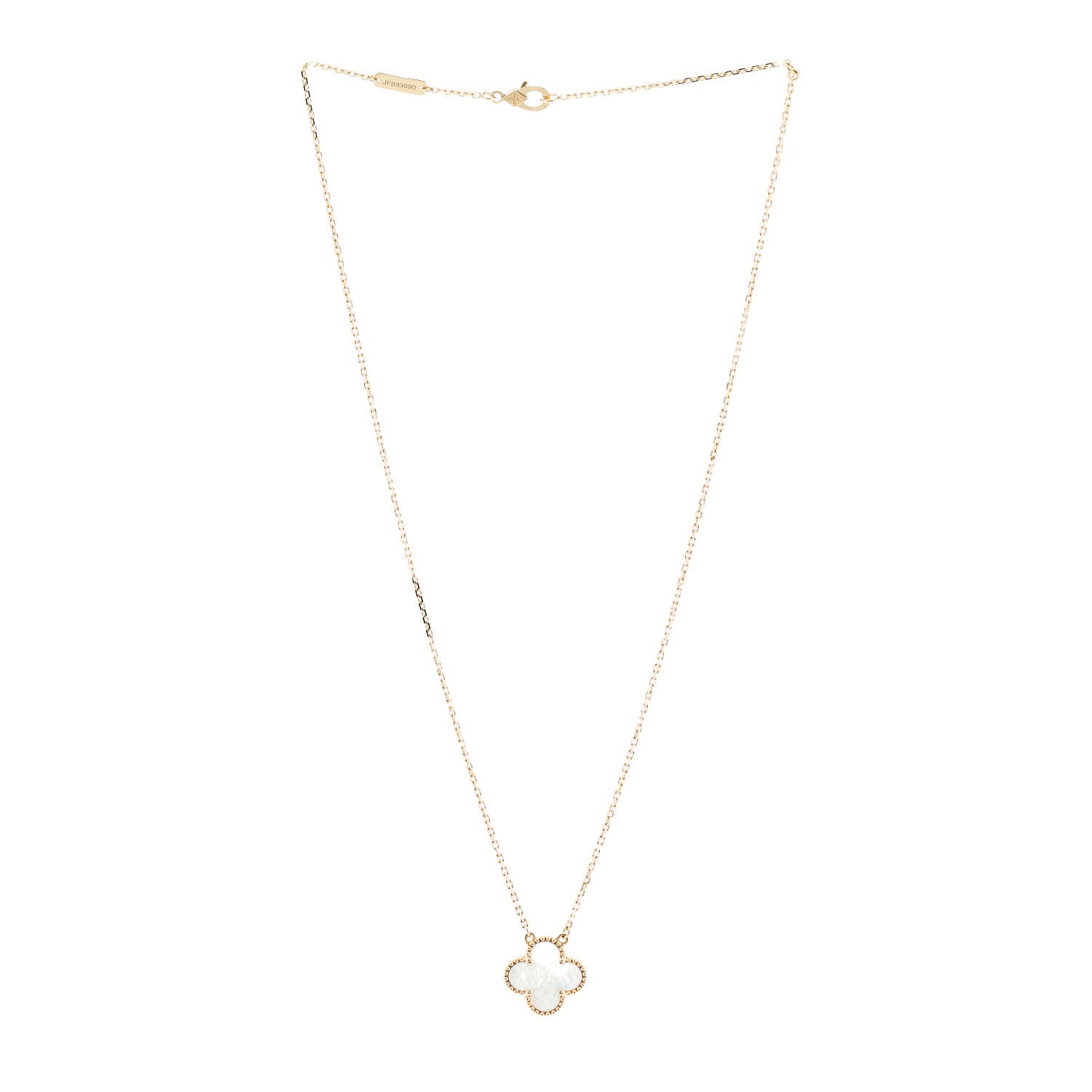 Van Cleef & Arpels 18K Yellow Gold Mother of Pearl Vintage Alhambra Pendant Necklace 3 of 6