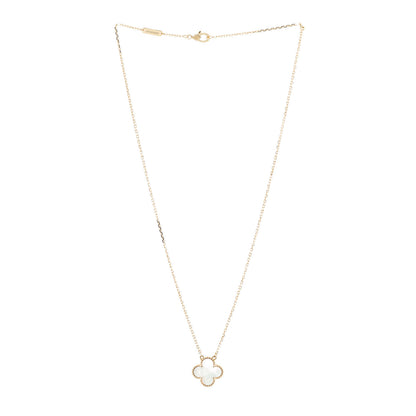 Van Cleef & Arpels 18K Yellow Gold Mother of Pearl Vintage Alhambra Pendant Necklace 3 of 6