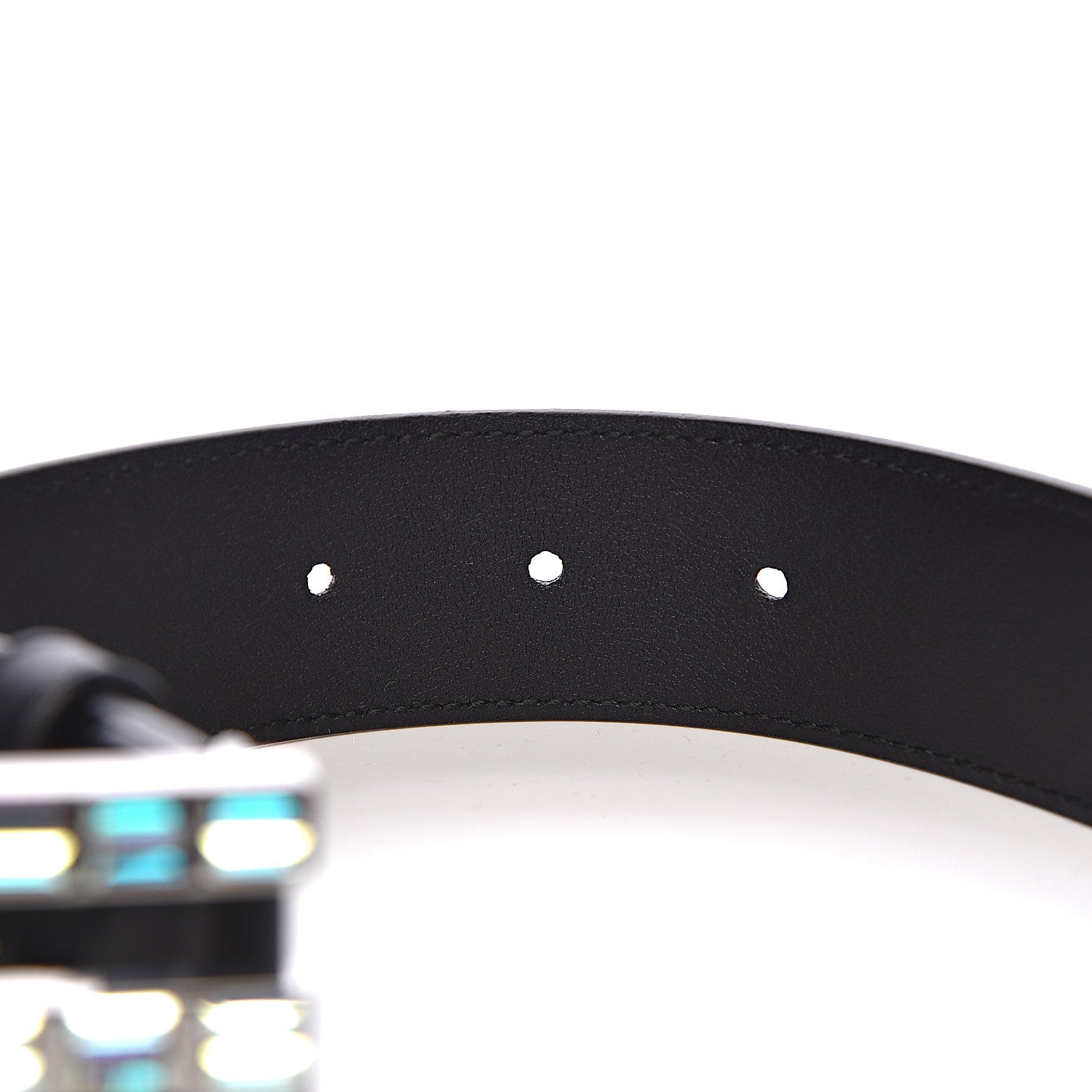 Gucci Calfskin Crystal Square G Madelyn Belt 85 34 Black 6 of 7