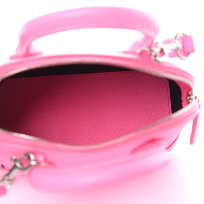 Balenciaga Signature Grained Calfskin Logo XXS Ville Top Handle Bag Acid Pink Black 5 of 10