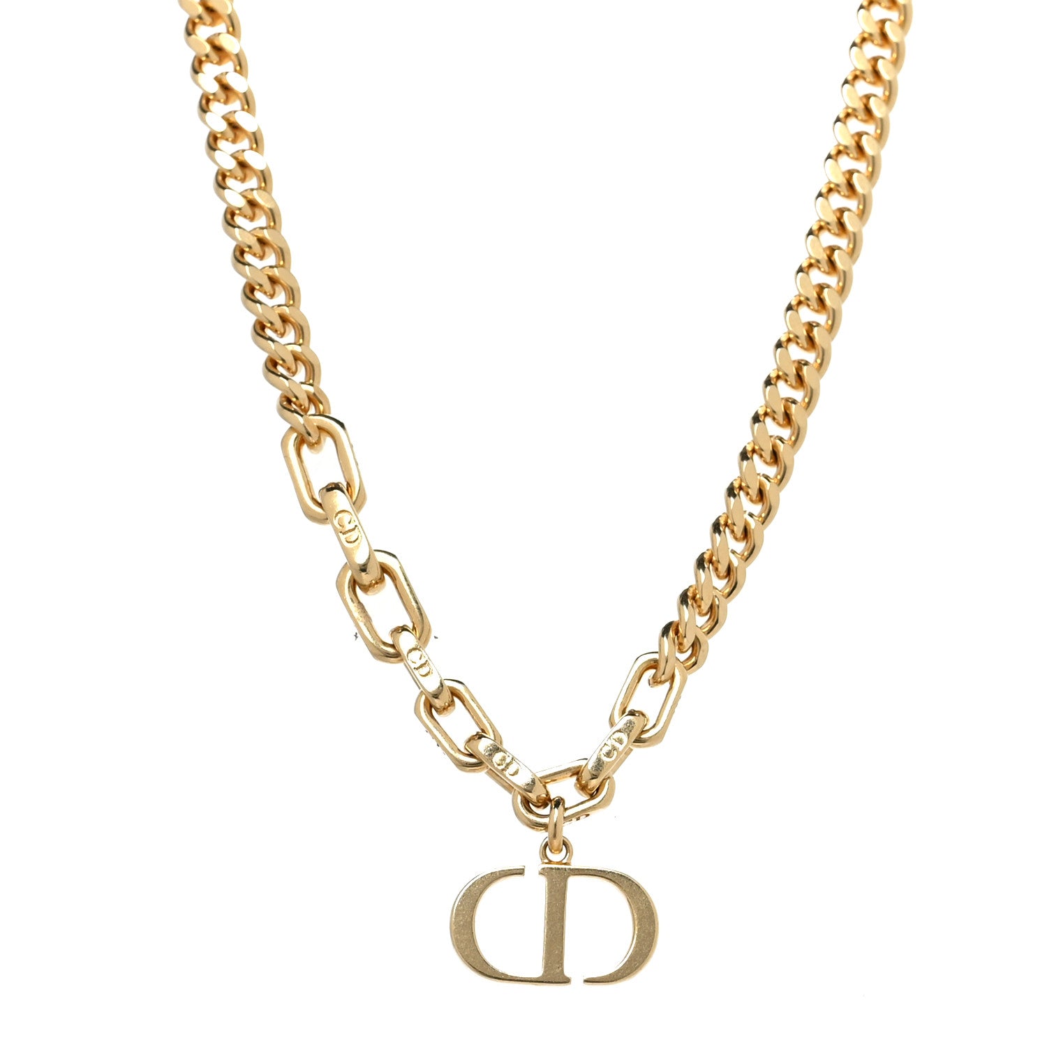 Christian Dior Metal 30 Montaigne Chain Choker Necklace Gold 1 of 5