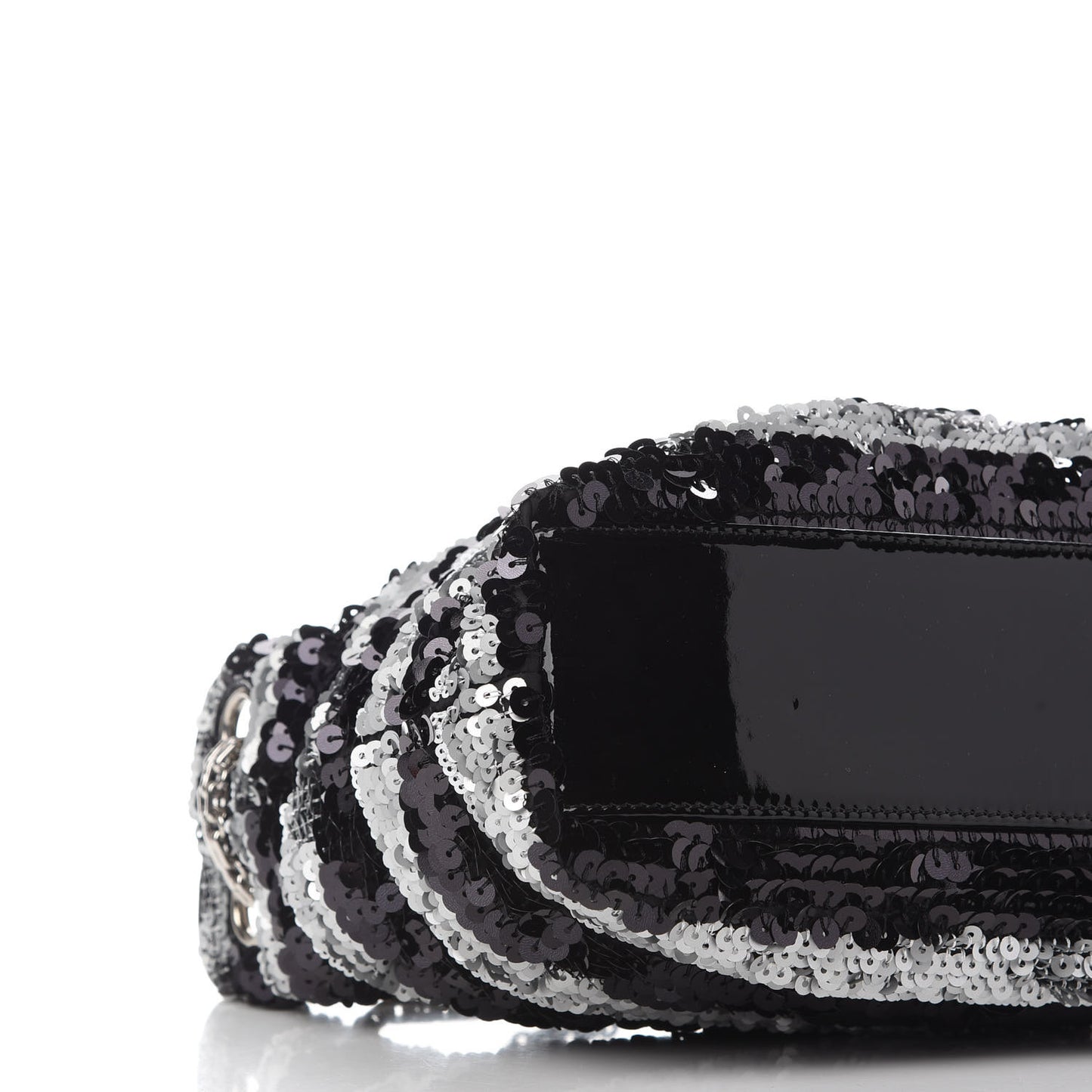 Sequin Striped Mademoiselle Tote Black Silver