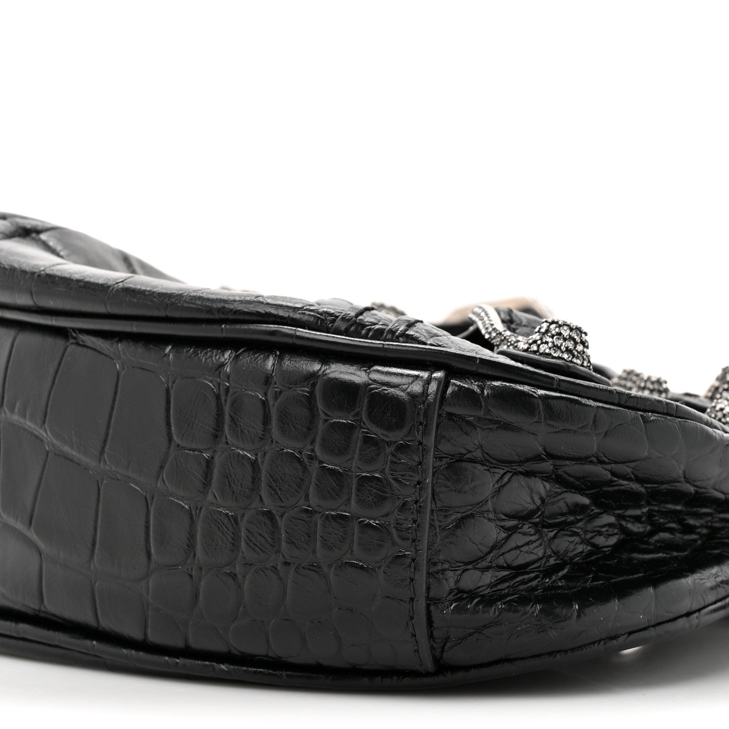 Balenciaga Extra Supple Calfskin Crystal Crocodile Embossed Le Cagole Shoulder Bag XS Black 10 of 11