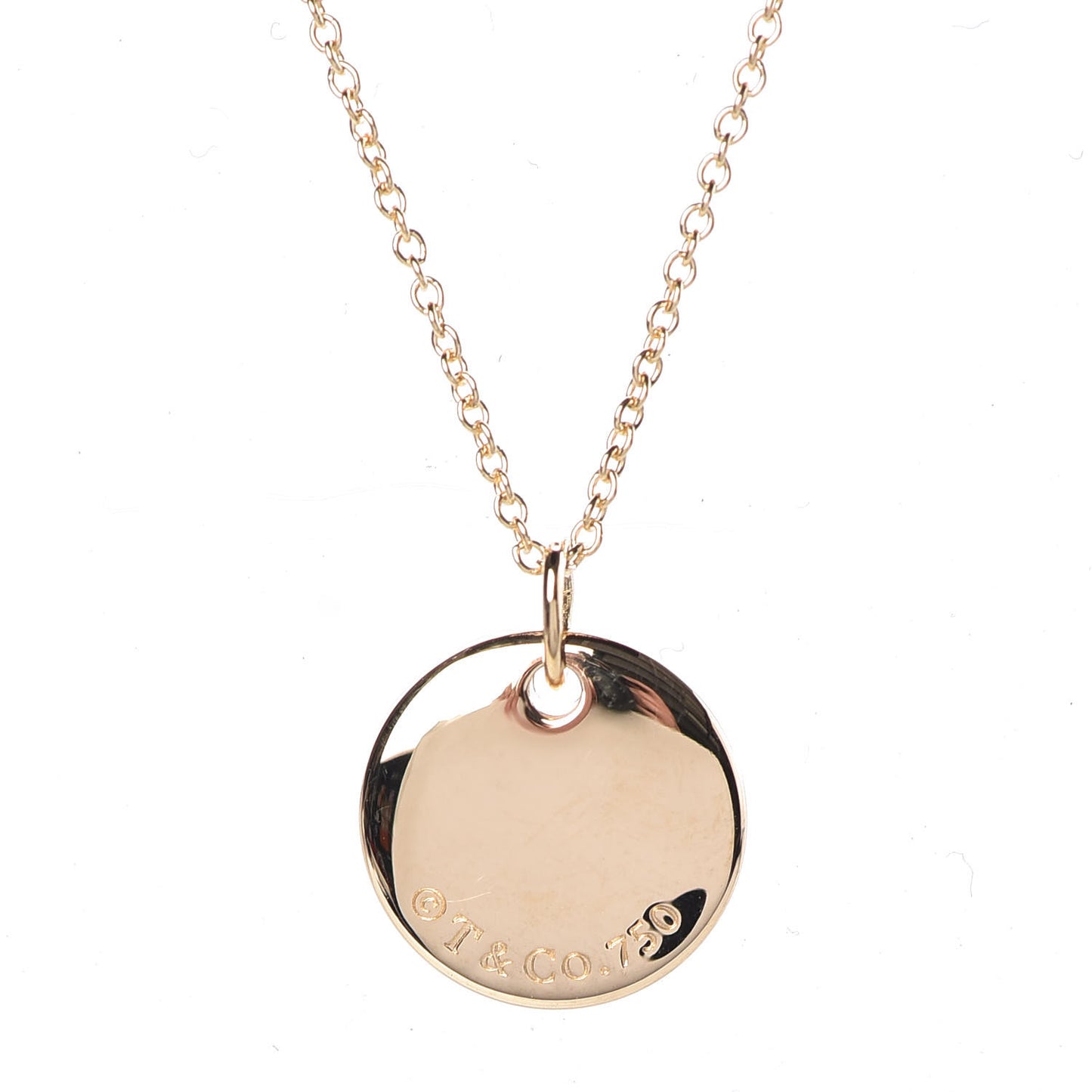 18K Yellow Gold Notes Letter U Disc Charm Pendant Necklace