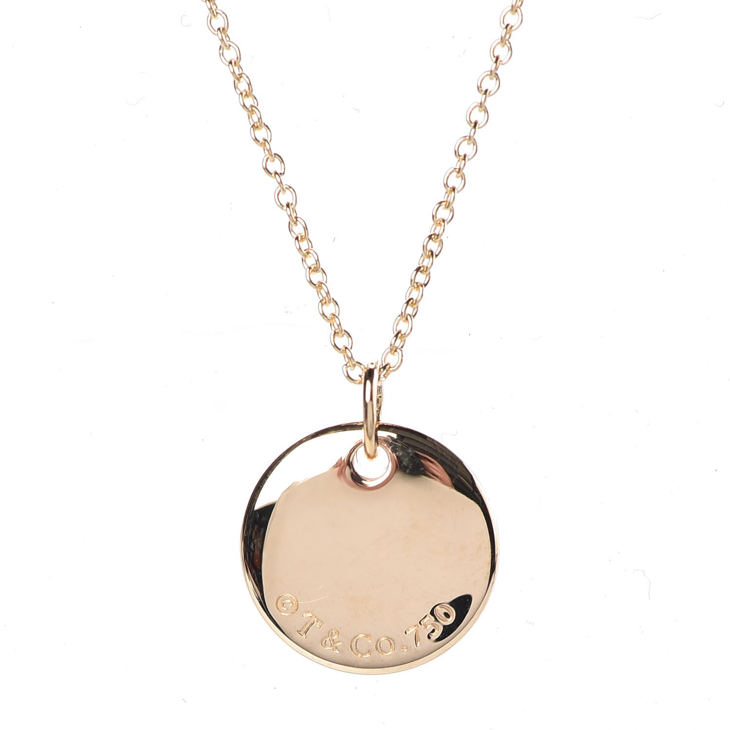 Tiffany 18K Yellow Gold Notes Letter U Disc Charm Pendant Necklace 5 of 7