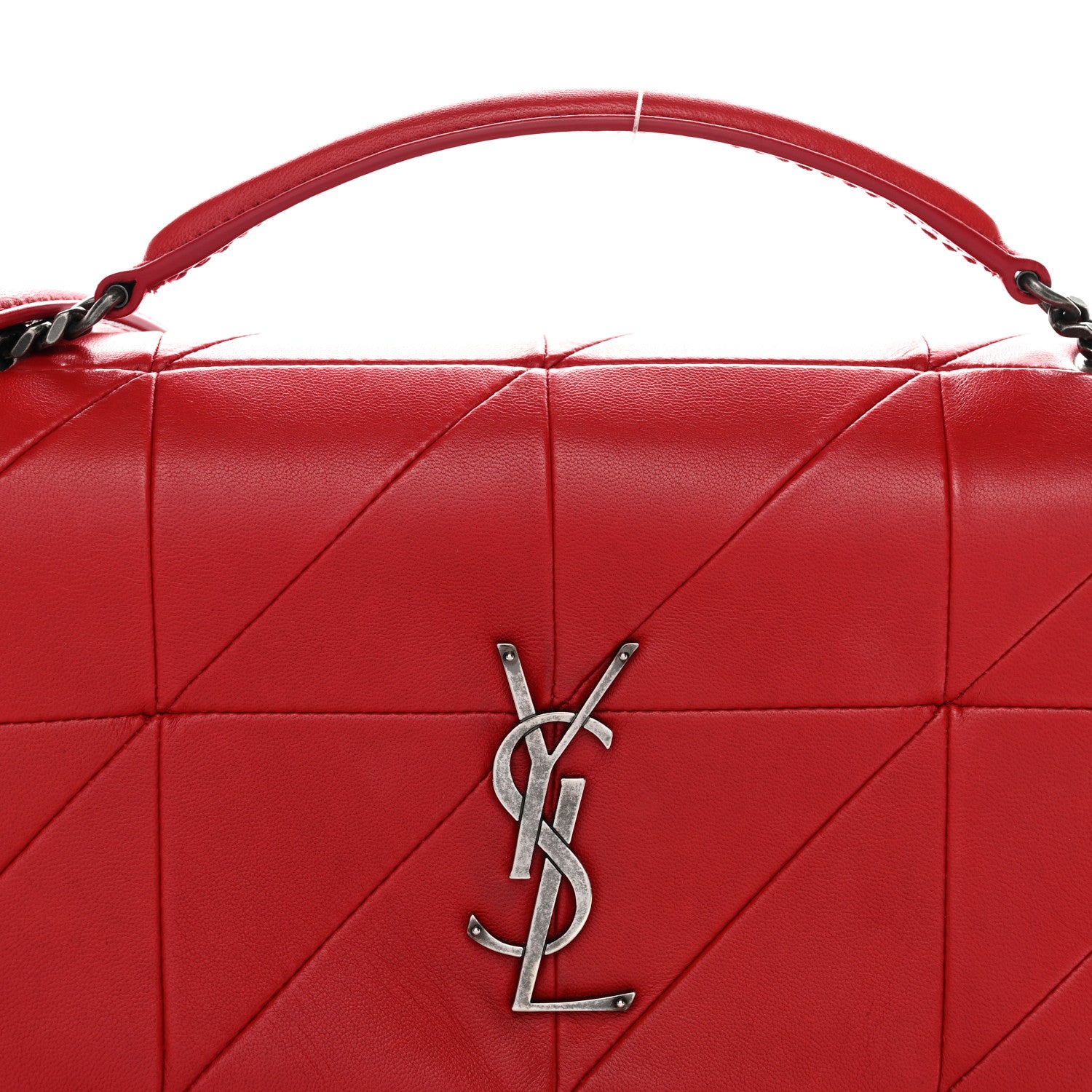 Saint Laurent Lambskin Patchwork Monogram Medium Jamie Red 8 of 10