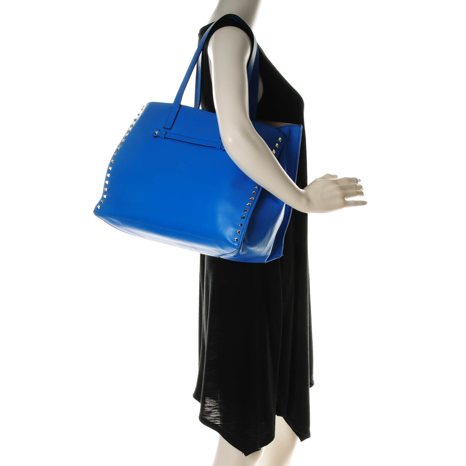 Valentino Garavani Nappa Medium Rockstud Soft Tote Blue Fluo 2 of 7