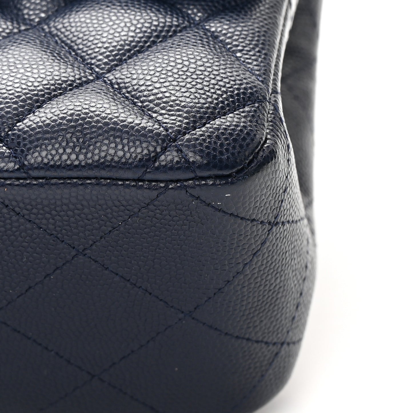 Caviar Quilted Medium Double Flap Navy