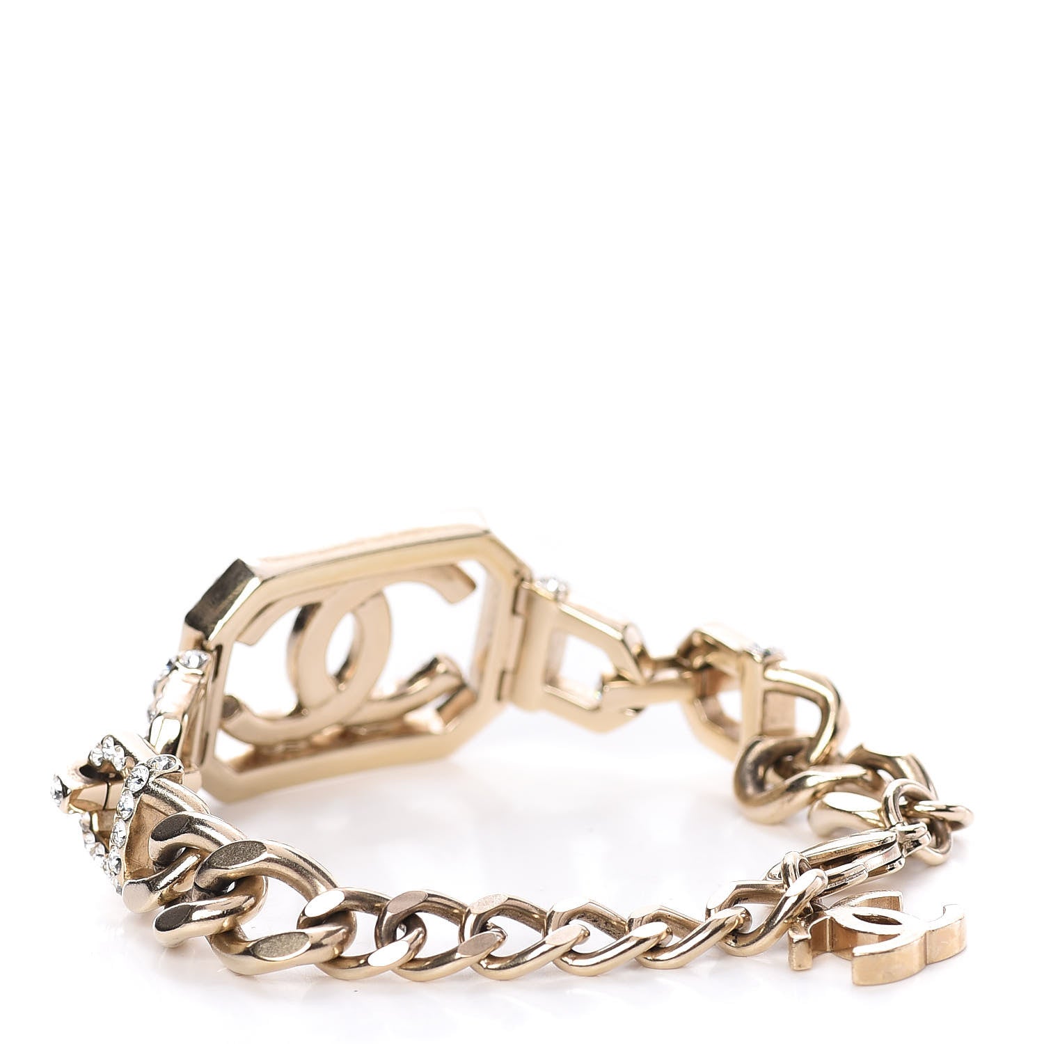 Chanel Crystal Pearl CC Vendome Bracelet Gold Pearly White 4 of 10