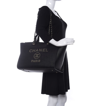 Chanel Caviar Medium Studded Deauville Tote Black 2 of 10