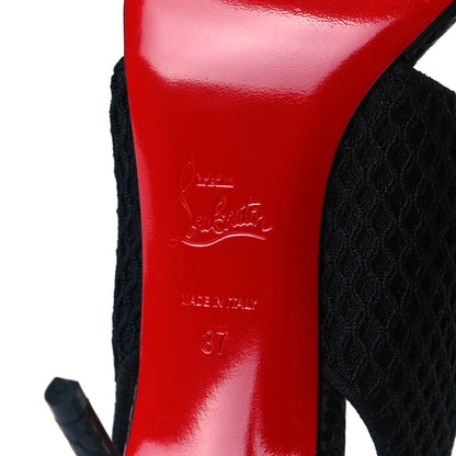 Christian Louboutin Calfskin Mesh Snakeskin Embossed Georgette 85 Sandals 37 Black 8 of 9