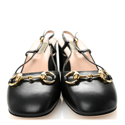 Gucci Malaga Kid Horsebit 70mm Slingback Pumps 36  Black 2 of 9